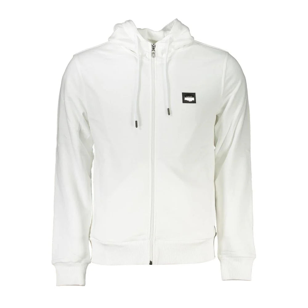 Cavalli Class White Cotton Men’s Hooded Sweater - Hoodies