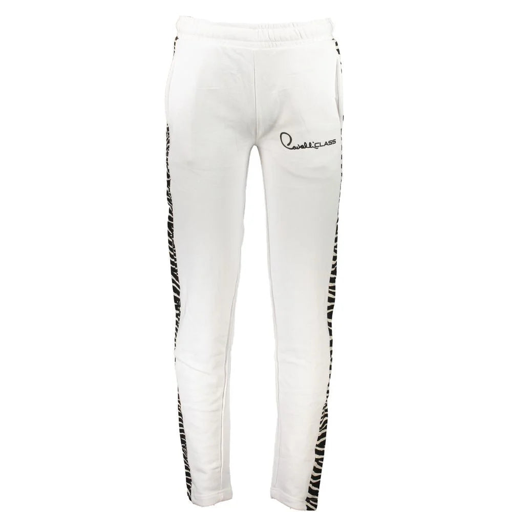 Cavalli Class White Cotton Pant - Joggers