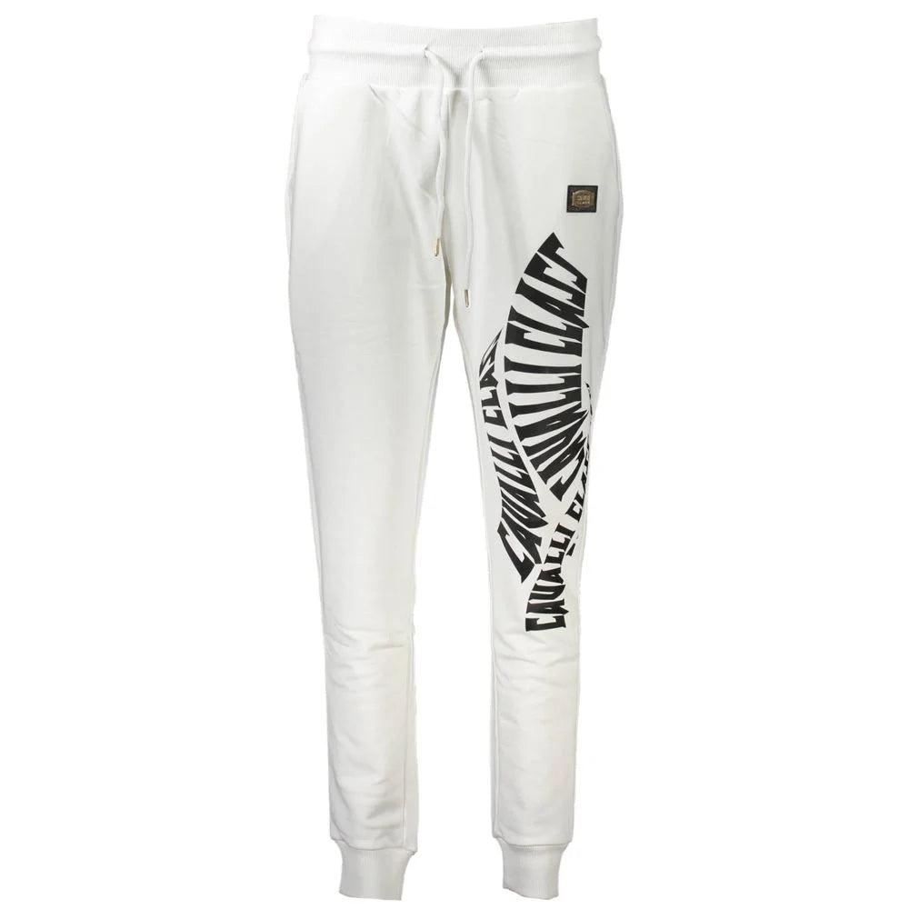 Cavalli Class White Cotton Pant - S - Joggers