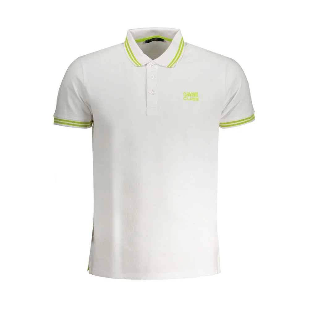 Cavalli Class White Cotton Polo Shirt - Polos