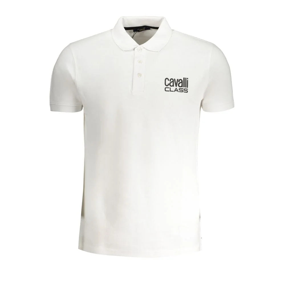 Cavalli Class White Cotton Polo Shirt - Polos
