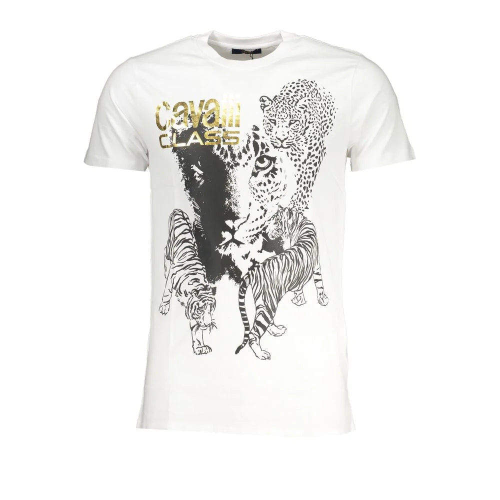 Cavalli Class White Cotton T-Shirt - T-Shirts