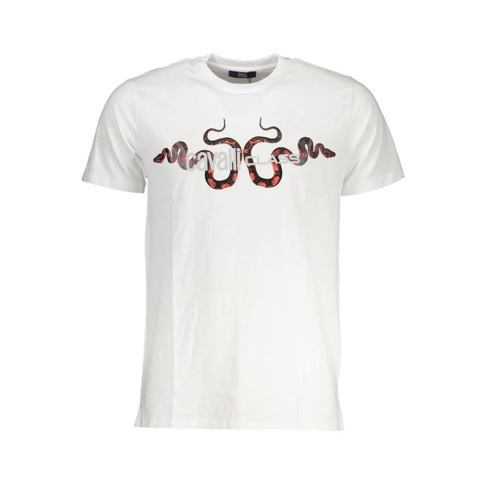 Cavalli Class White Cotton T-Shirt - T-Shirts