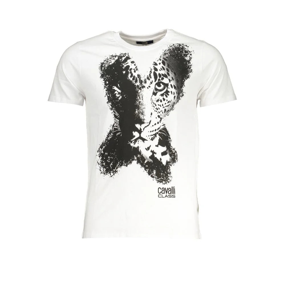 Cavalli Class White Cotton T-Shirt - T-Shirts