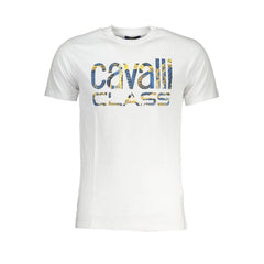Cavalli Class White Cotton T-Shirt - XL - T-Shirts