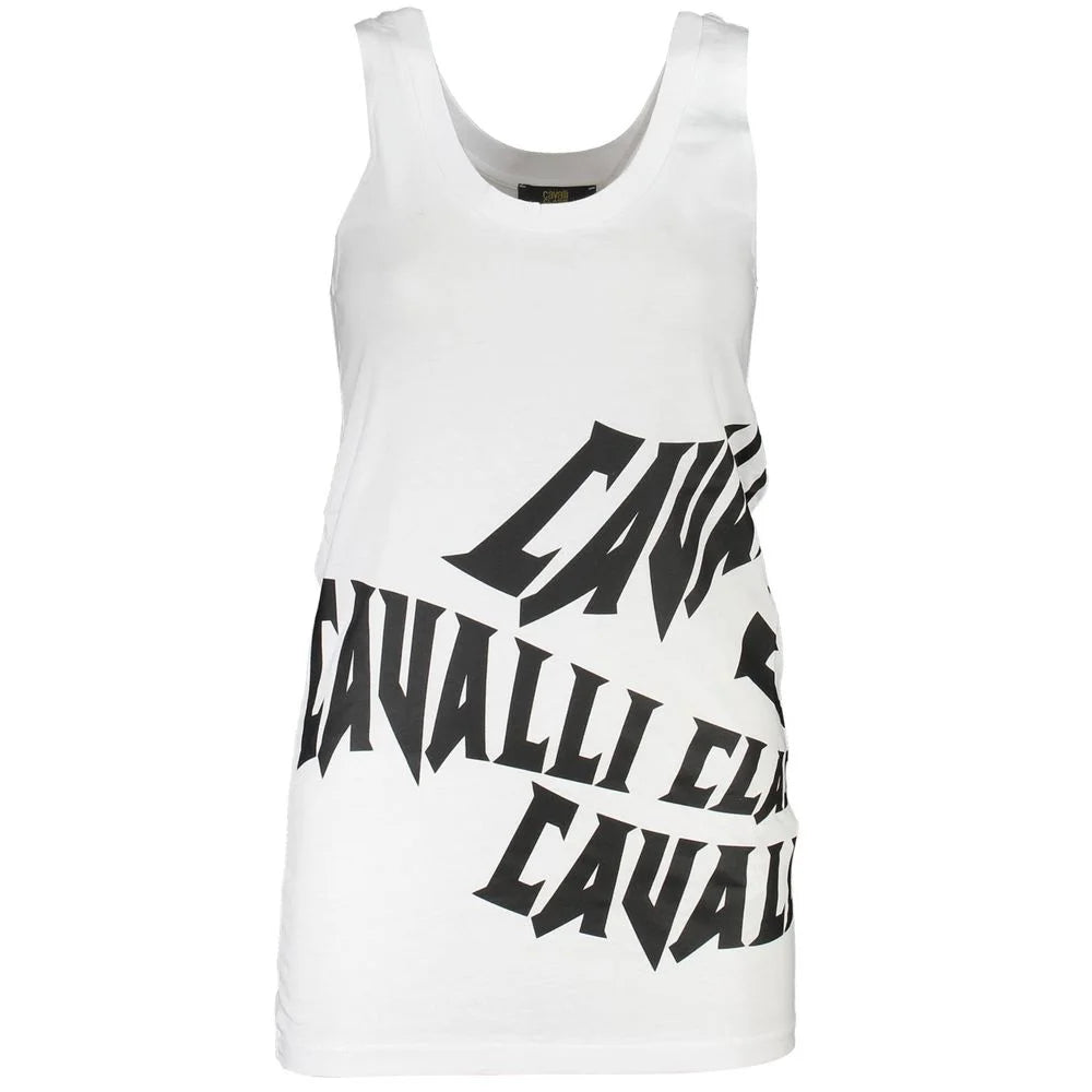 Cavalli Class White Cotton Tank Top - Tank Tops