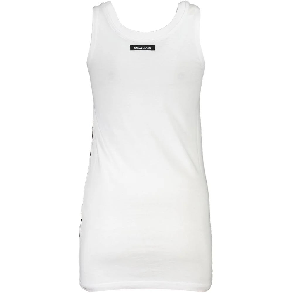 Cavalli Class White Cotton Tank Top - Tank Tops