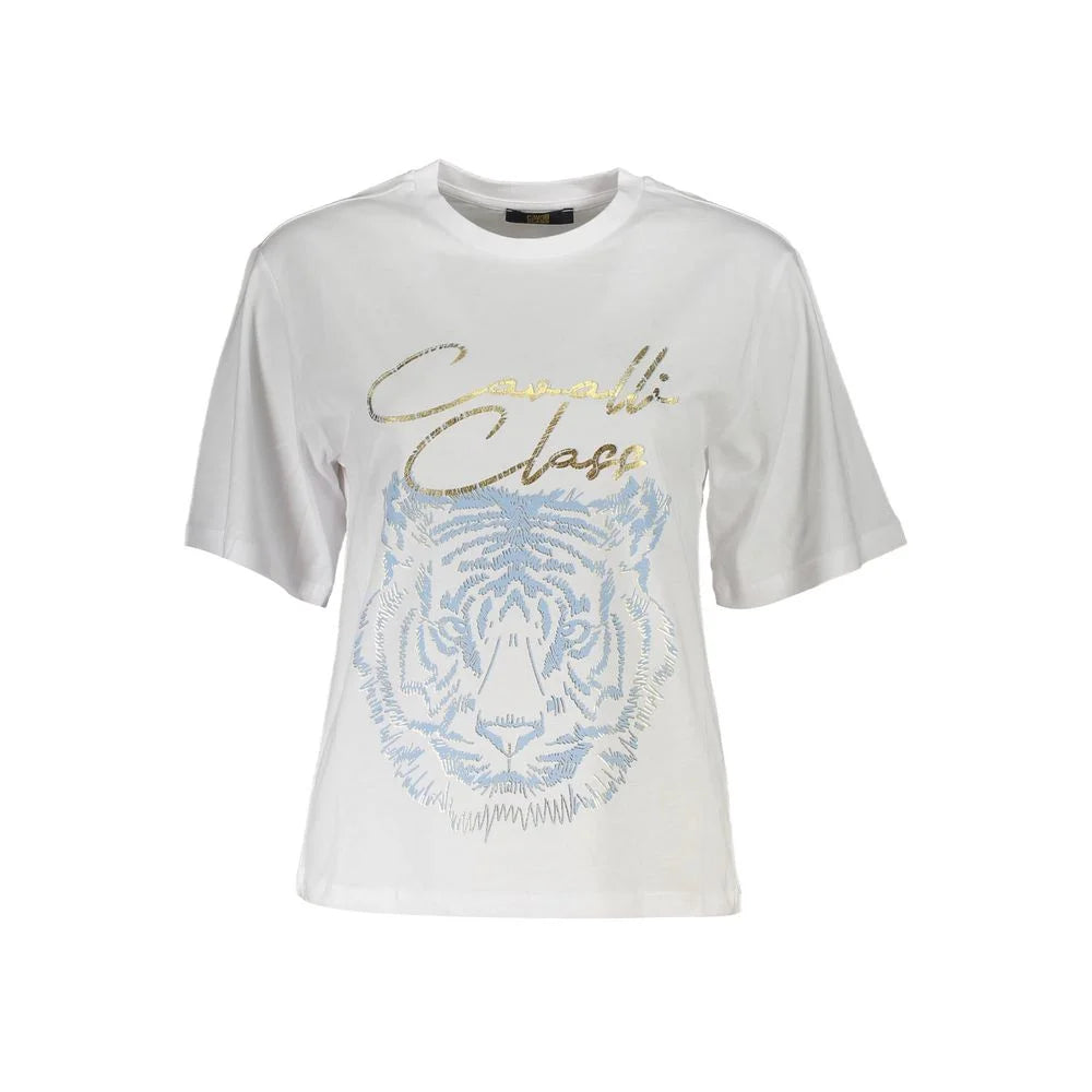 Cavalli Class White Cotton Women T-Shirt - XS