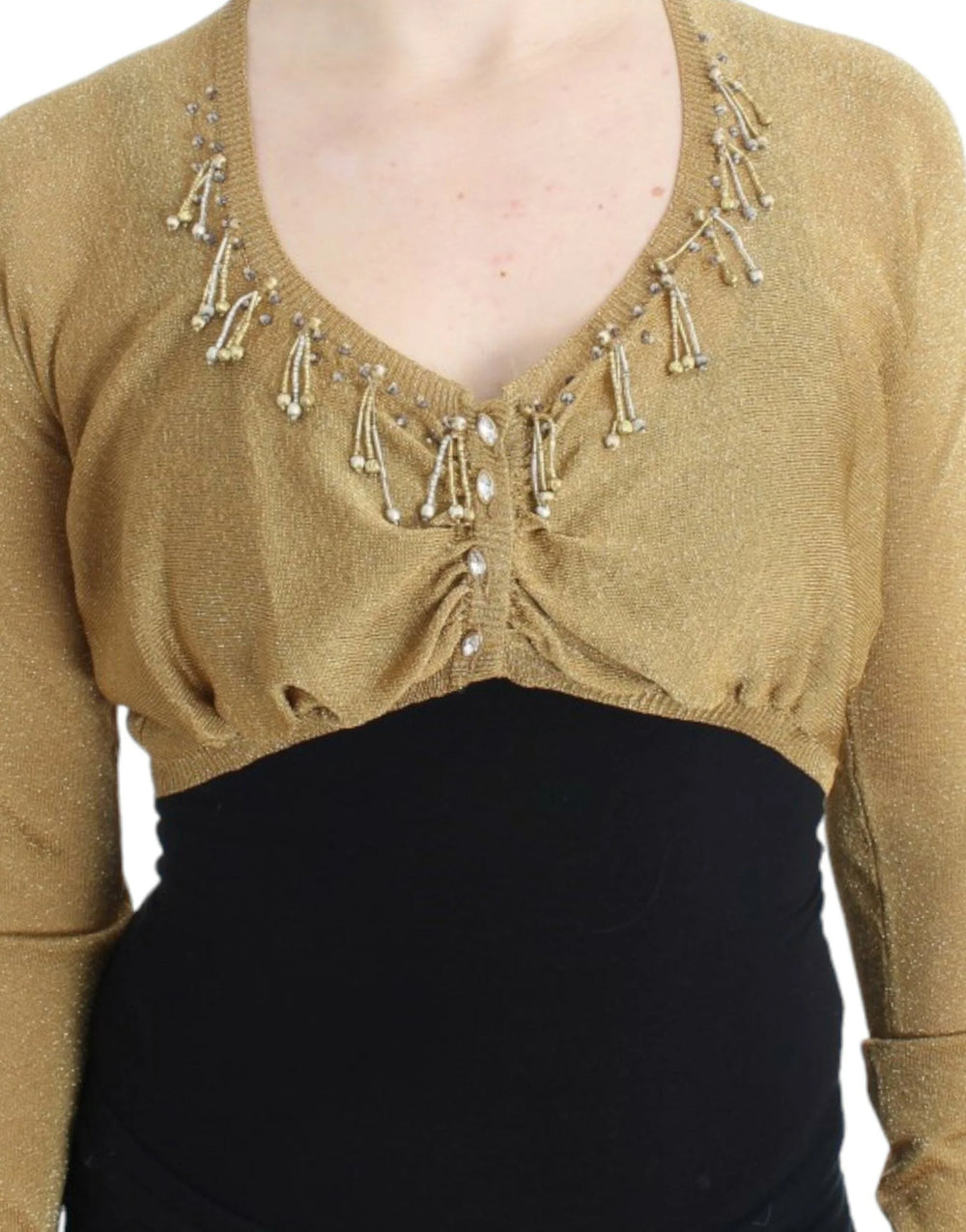 Cavalli Gold embellished gold shrug - IT42|M - Cardigans