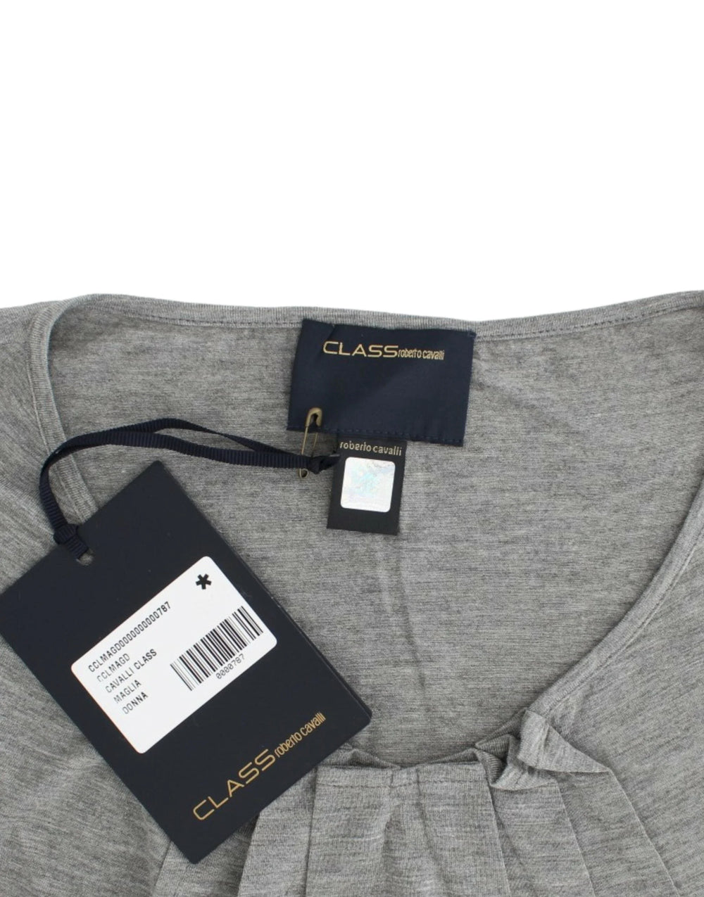 Cavalli Gray 3/4 sleeves jumper top - IT48|XXL - Sweaters