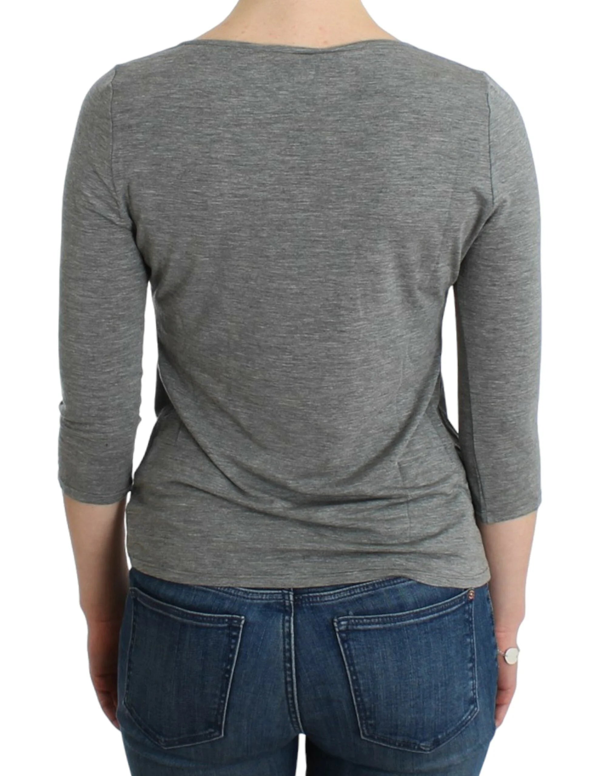 Cavalli Gray 3/4 sleeves jumper top - IT48|XXL - Sweaters