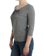 Cavalli Gray 3/4 sleeves jumper top - IT48|XXL - Sweaters