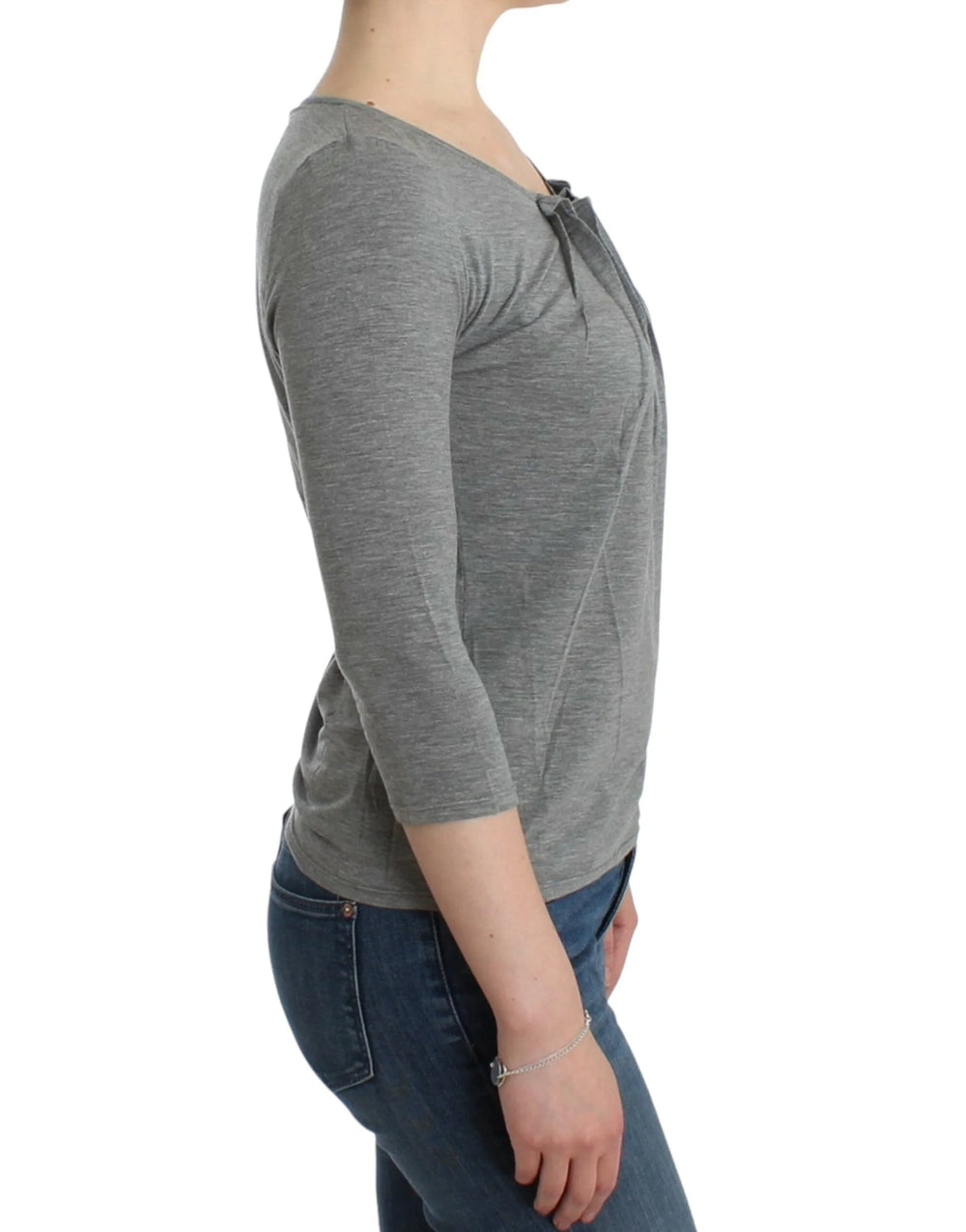 Cavalli Gray 3/4 sleeves jumper top - IT48|XXL - Sweaters
