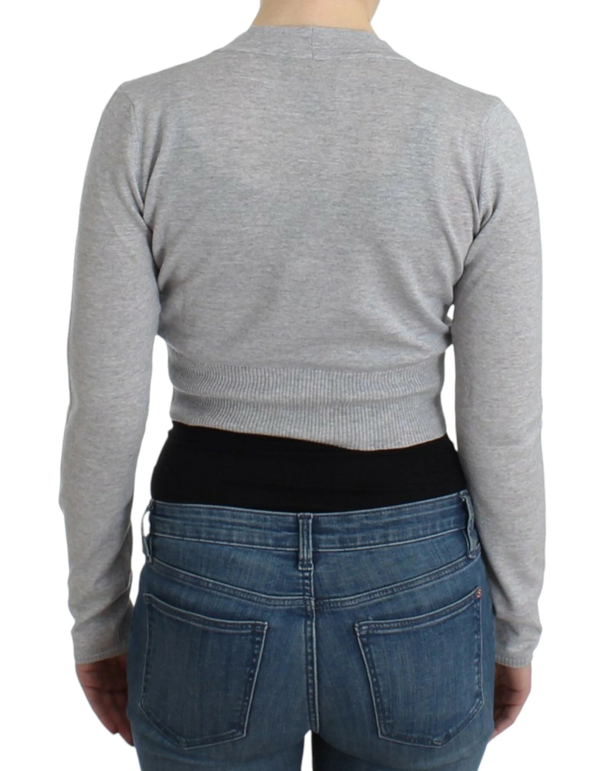 Cavalli Gray cropped wool cardigan - Cardigans