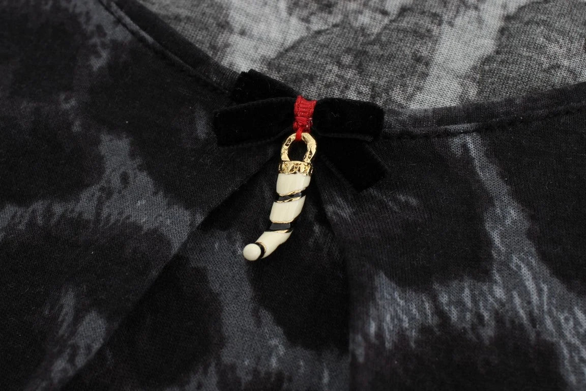 Cavalli Gray Leopard Modal T-Shirt Blouse Top - IT46 | L - T-Shirts