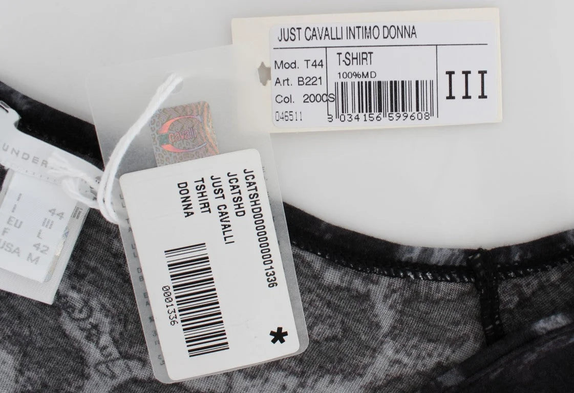 Cavalli Gray Leopard Modal T-Shirt Blouse Top - IT46 | L - T-Shirts