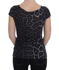 Cavalli Gray Leopard Modal T-Shirt Blouse Top - IT46 | L - T-Shirts