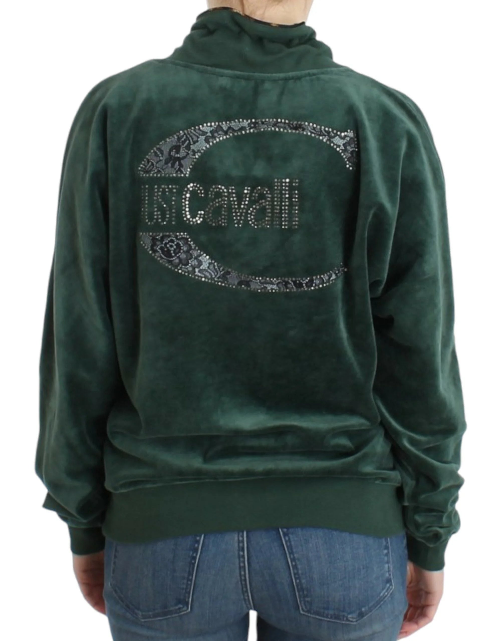 Cavalli Green velvet cotton sweater - IT42|M - Sweaters