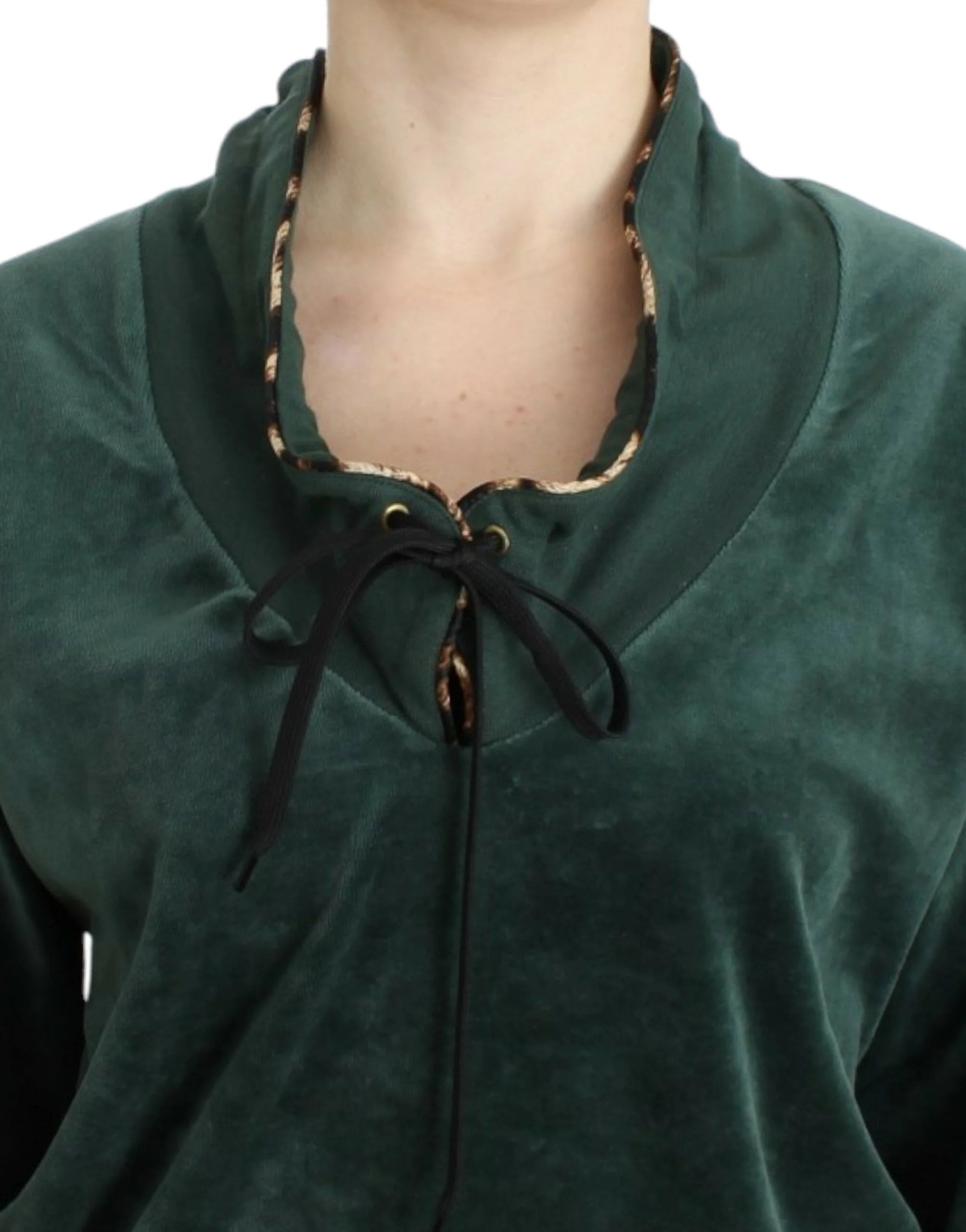 Cavalli Green velvet cotton sweater - IT42|M - Sweaters