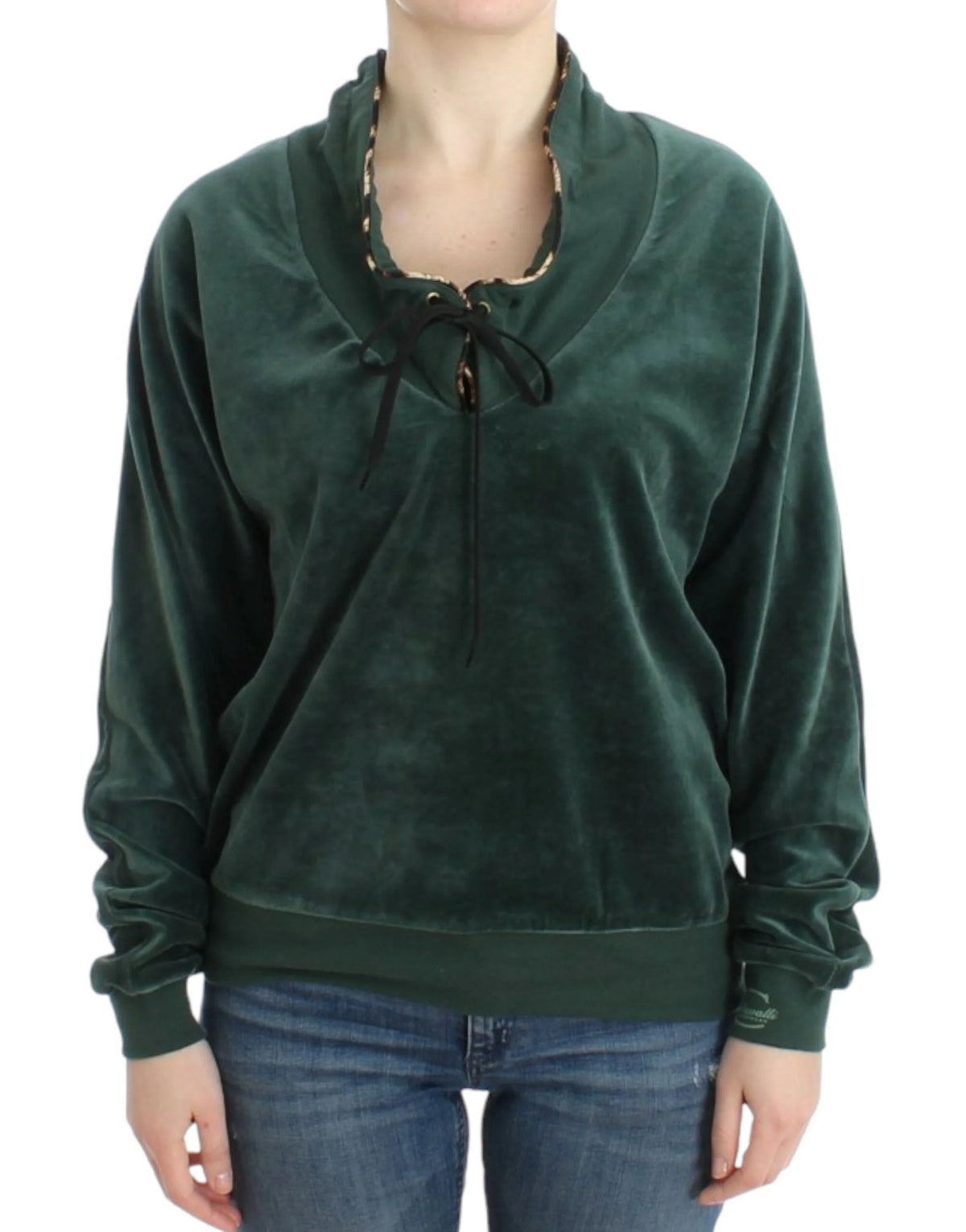 Cavalli Green velvet cotton sweater - IT42|M - Sweaters