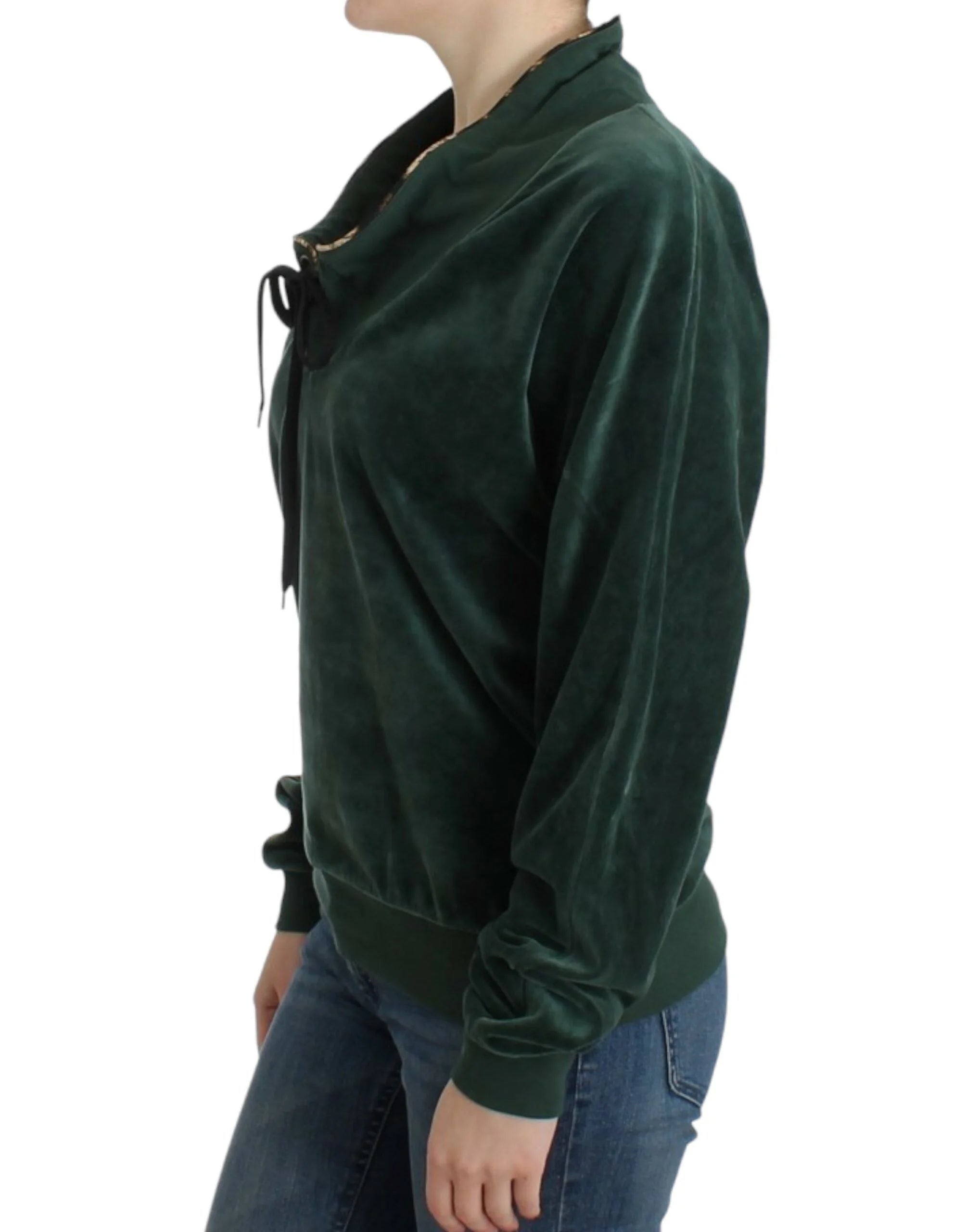 Cavalli Green velvet cotton sweater - IT42|M - Sweaters