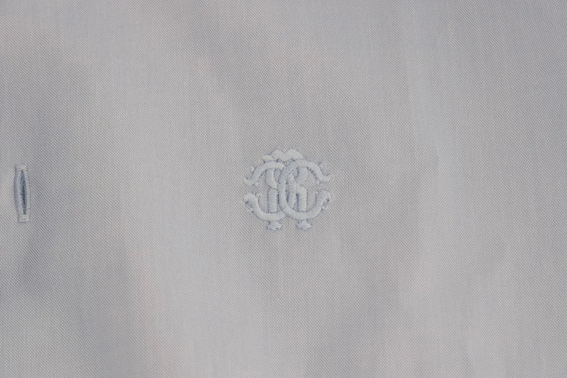 Cavalli Light Blue Cotton Slim Fit Dress Shirt - 39 - Shirts