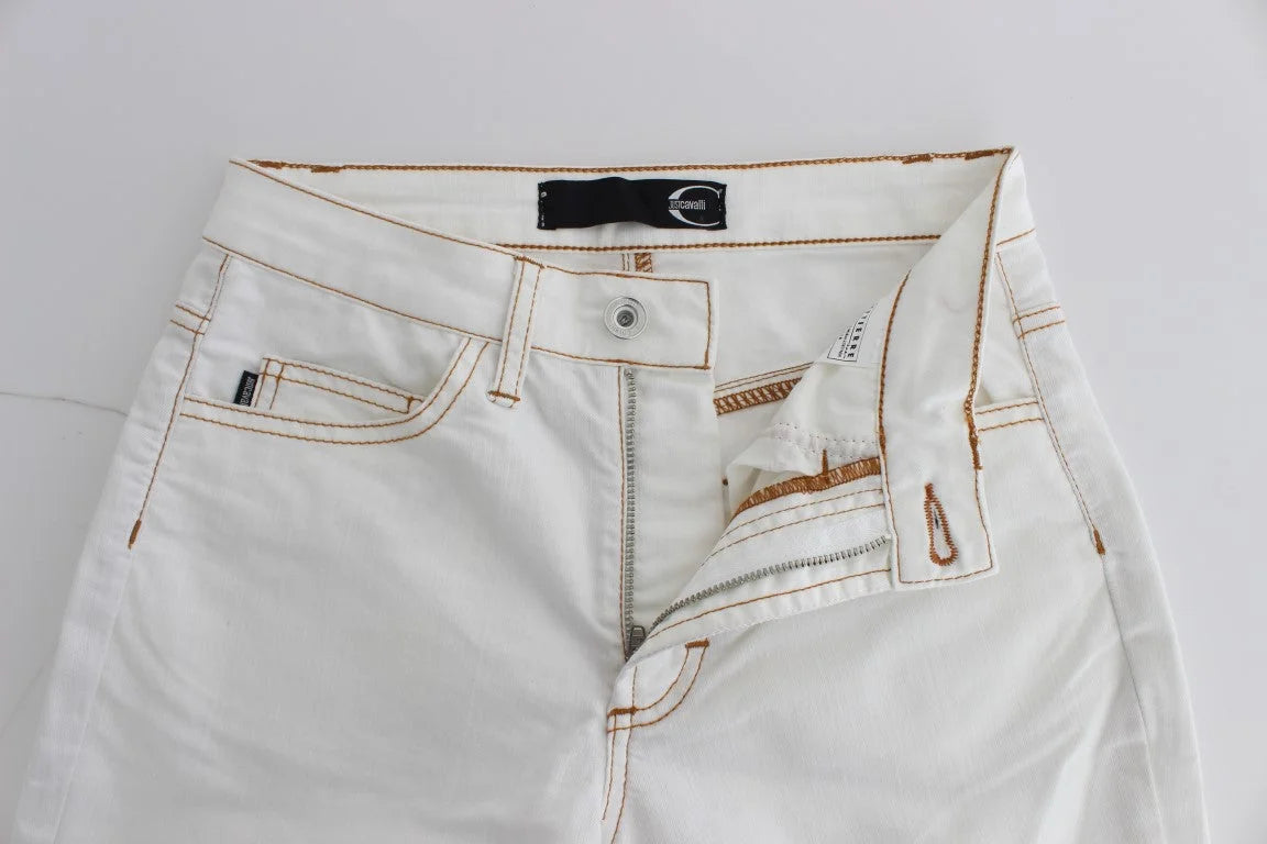 Cavalli White Cotton Blend Slim Fit Jeans - W26 - Jeans