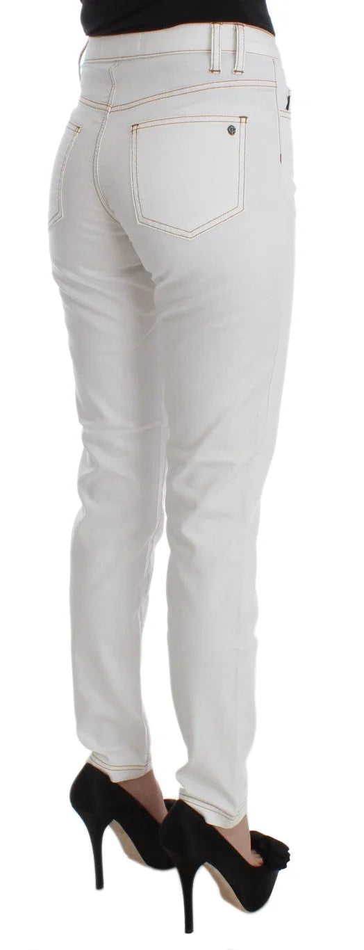 Cavalli White Cotton Blend Slim Fit Jeans - W26 - Jeans