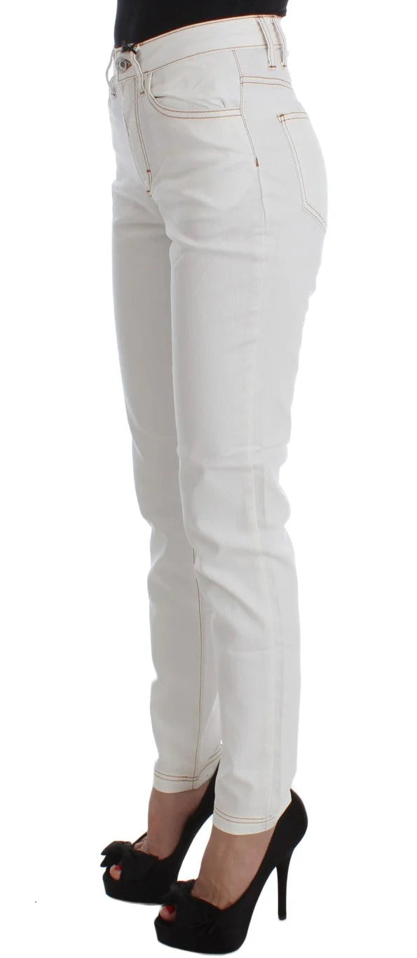 Cavalli White Cotton Blend Slim Fit Jeans - W26 - Jeans