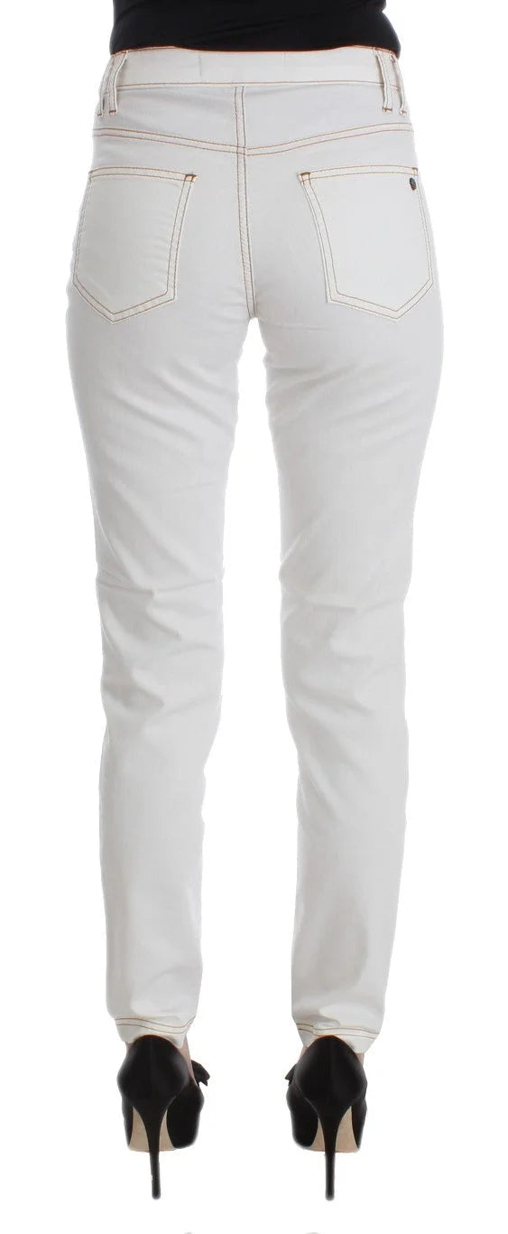 Cavalli White Cotton Blend Slim Fit Jeans - W26 - Jeans