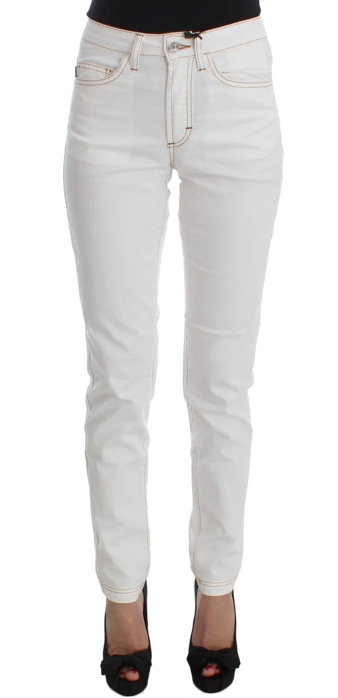 Cavalli White Cotton Blend Slim Fit Jeans - W26 - Jeans