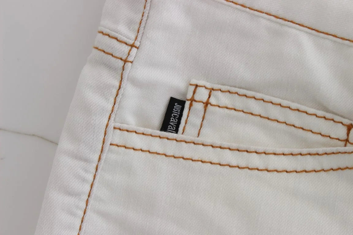 Cavalli White Cotton Blend Slim Fit Jeans - W26 - Jeans