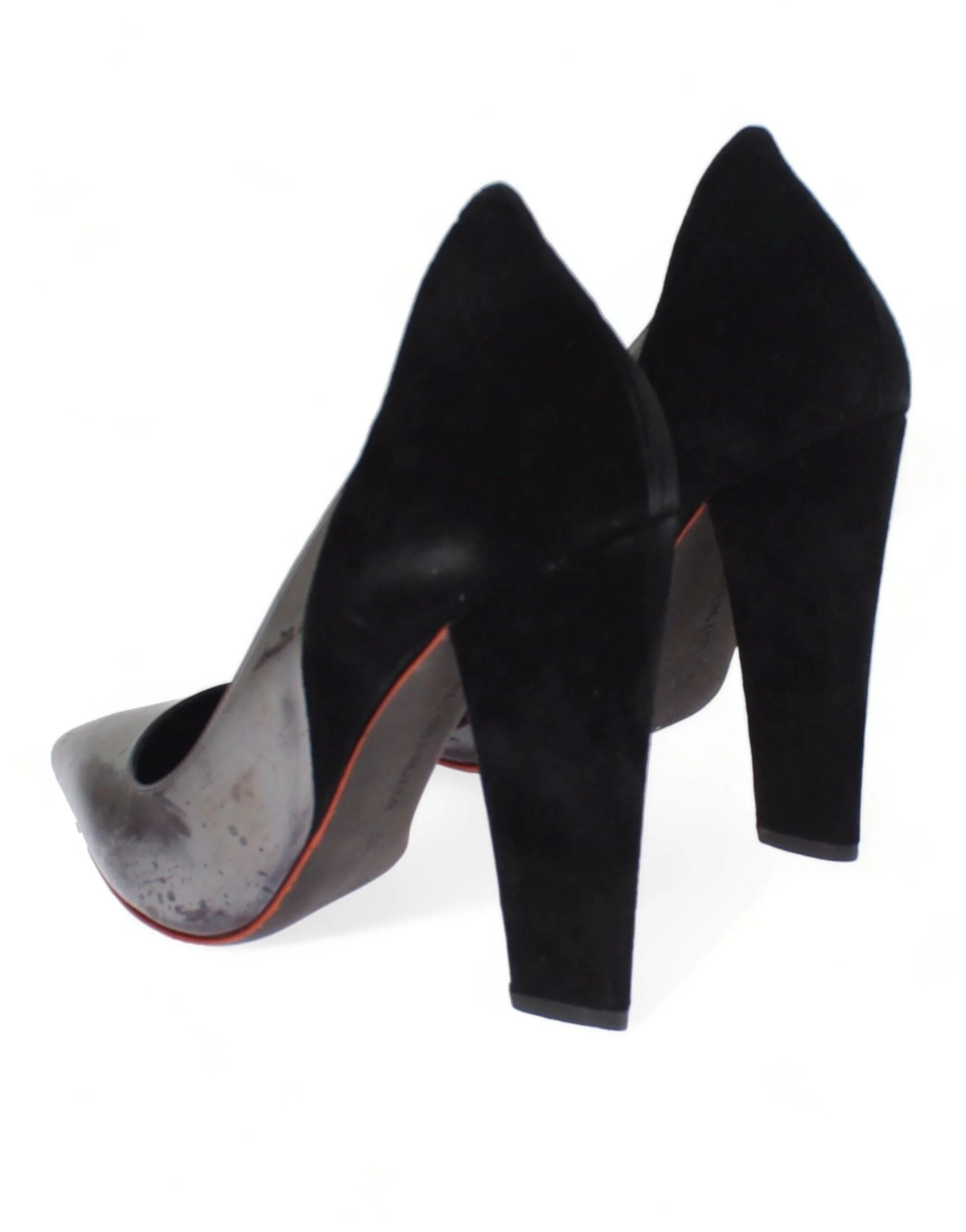 Cédric Charlier Gray Black Leather Suede Heels Pumps Shoes - Heels