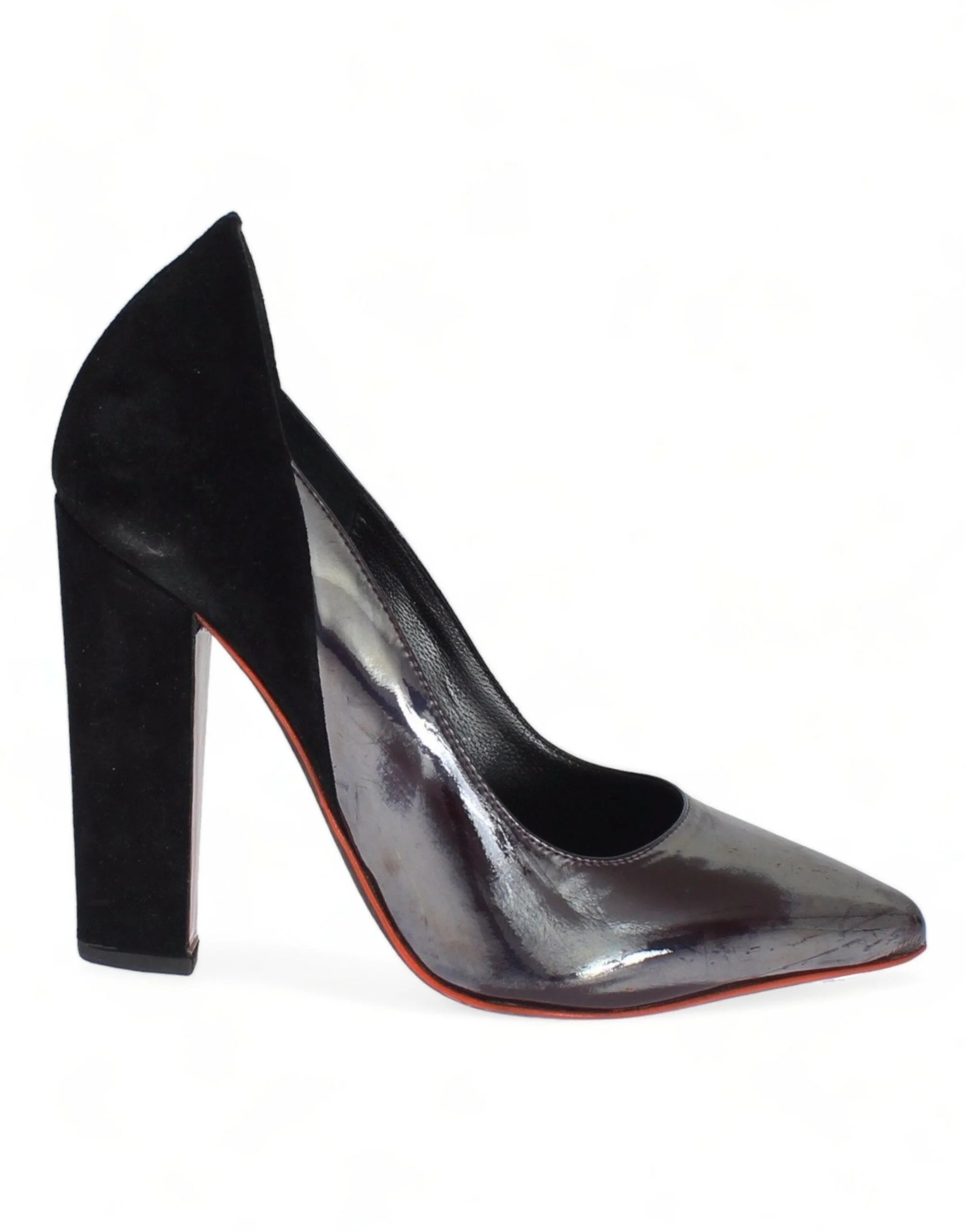 Cédric Charlier Gray Black Leather Suede Heels Pumps Shoes - Heels