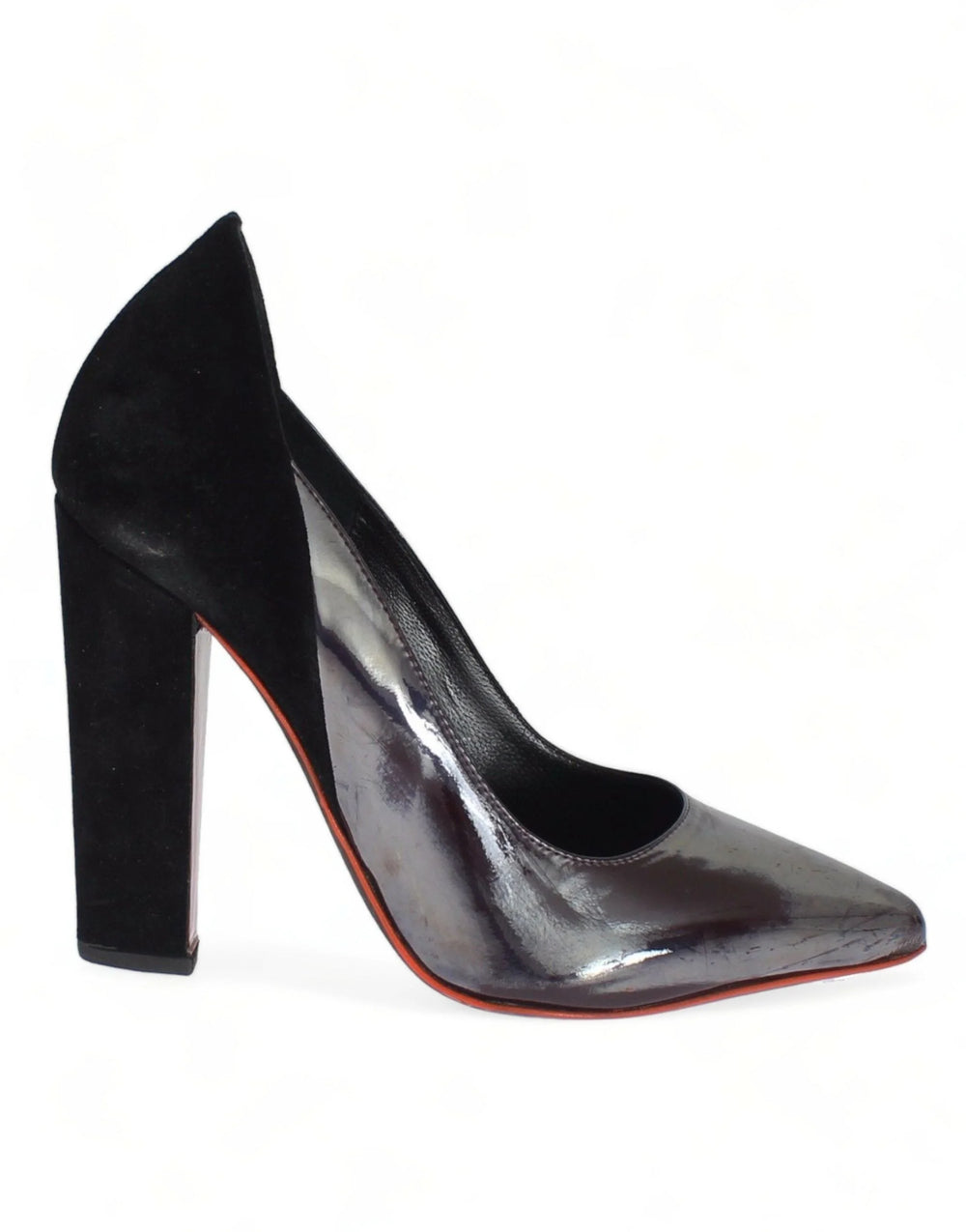 Cédric Charlier Gray Black Leather Suede Heels Pumps Shoes - Heels