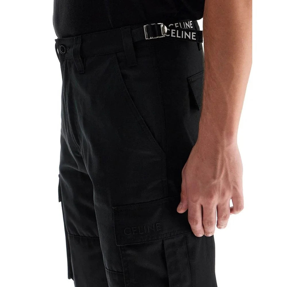 Celine Black Cotton Cargo Pants - IT50 | L