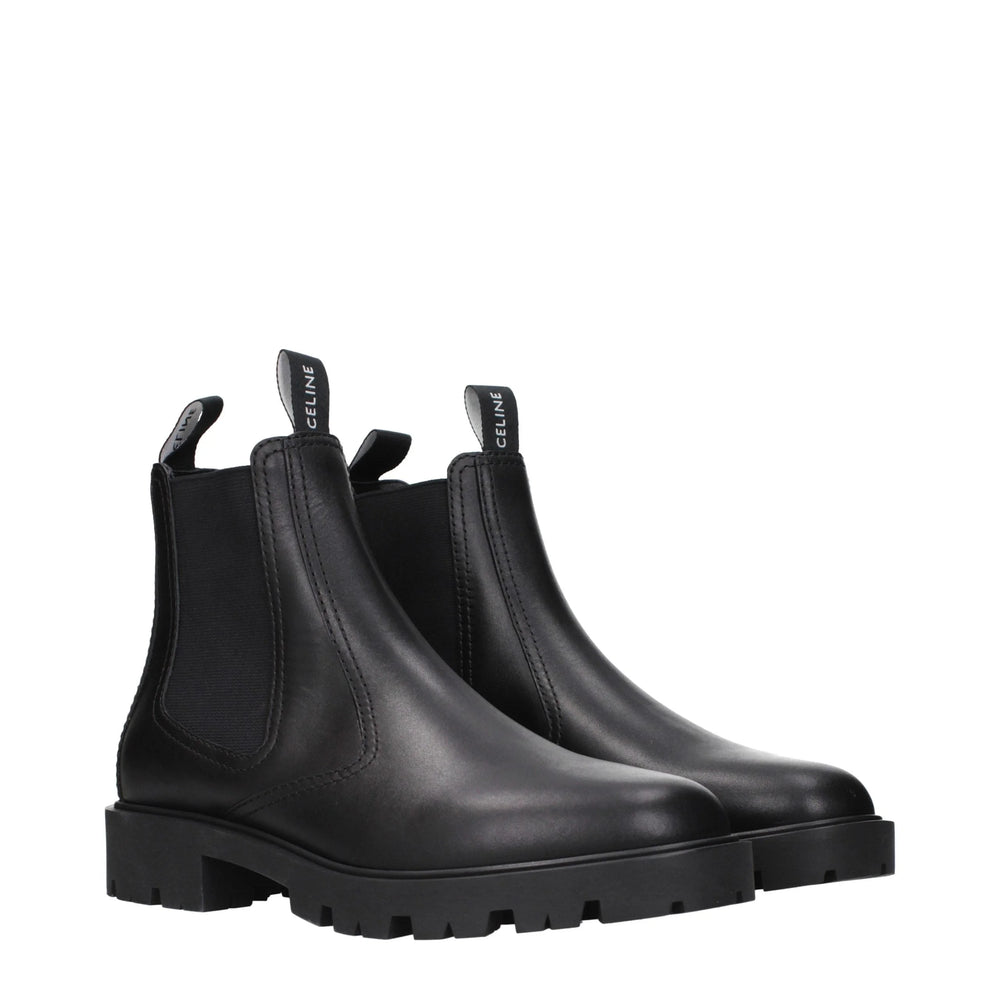 Celine Black Leather Ankle Boots
