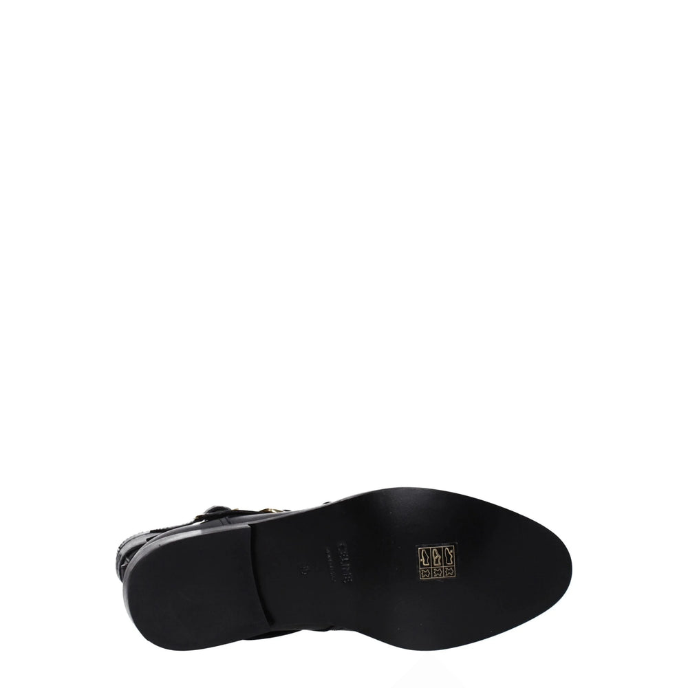 Celine Black Leather Flat Boots - EU41/US11