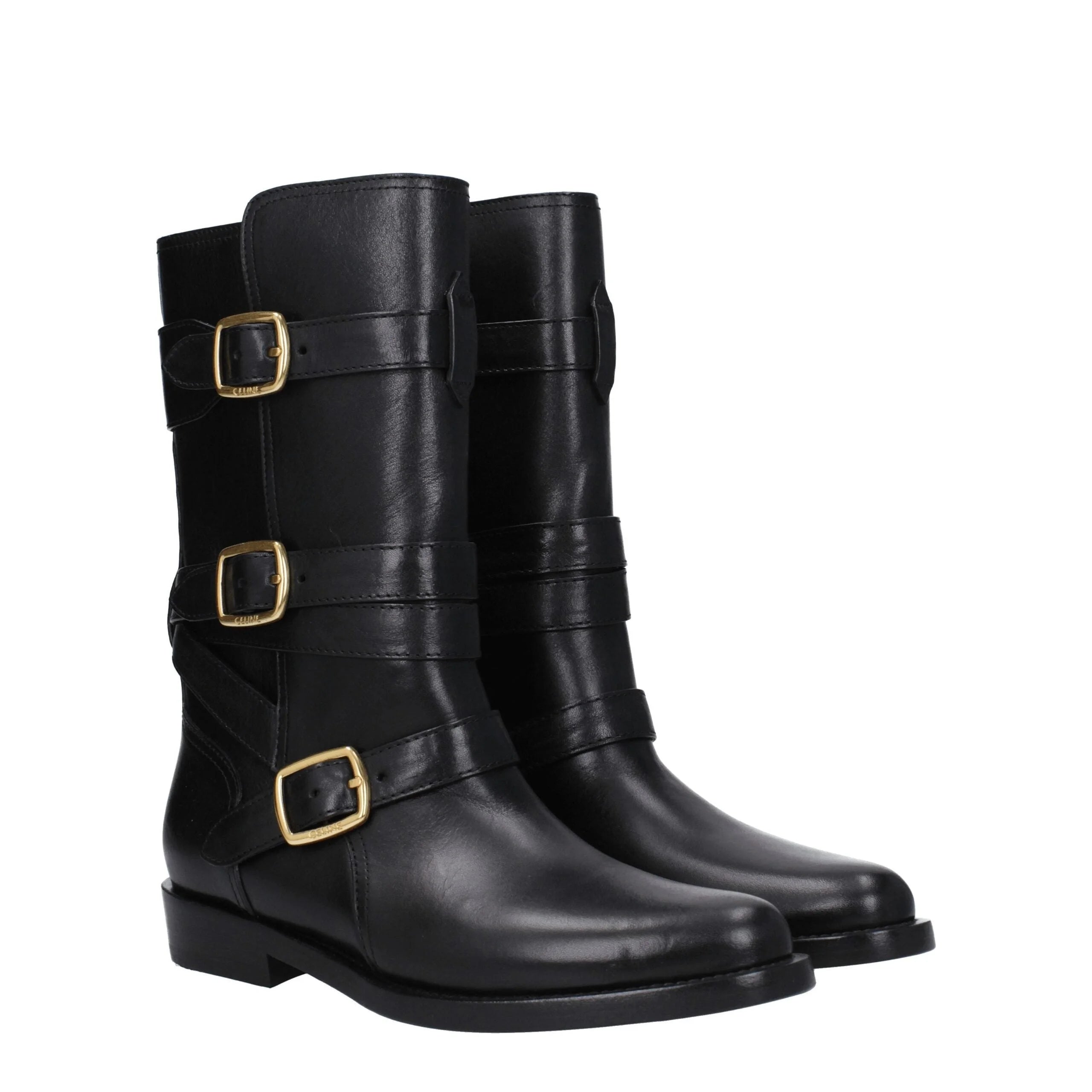 Celine Black Leather Flat Boots - EU41/US11