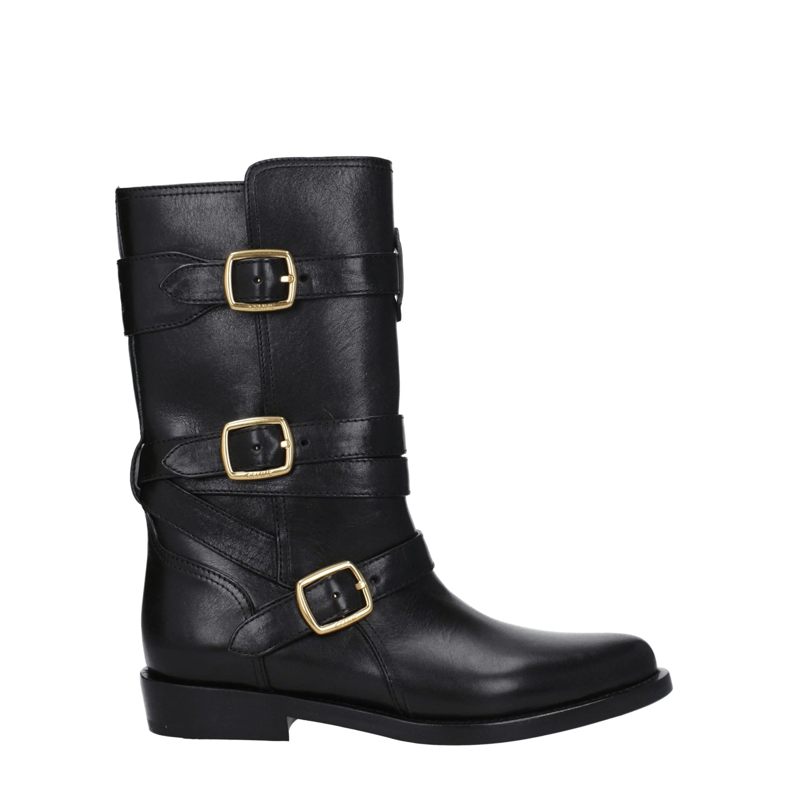 Celine Black Leather Flat Boots - EU41/US11