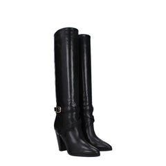 Celine Black Leather High Heel Boots