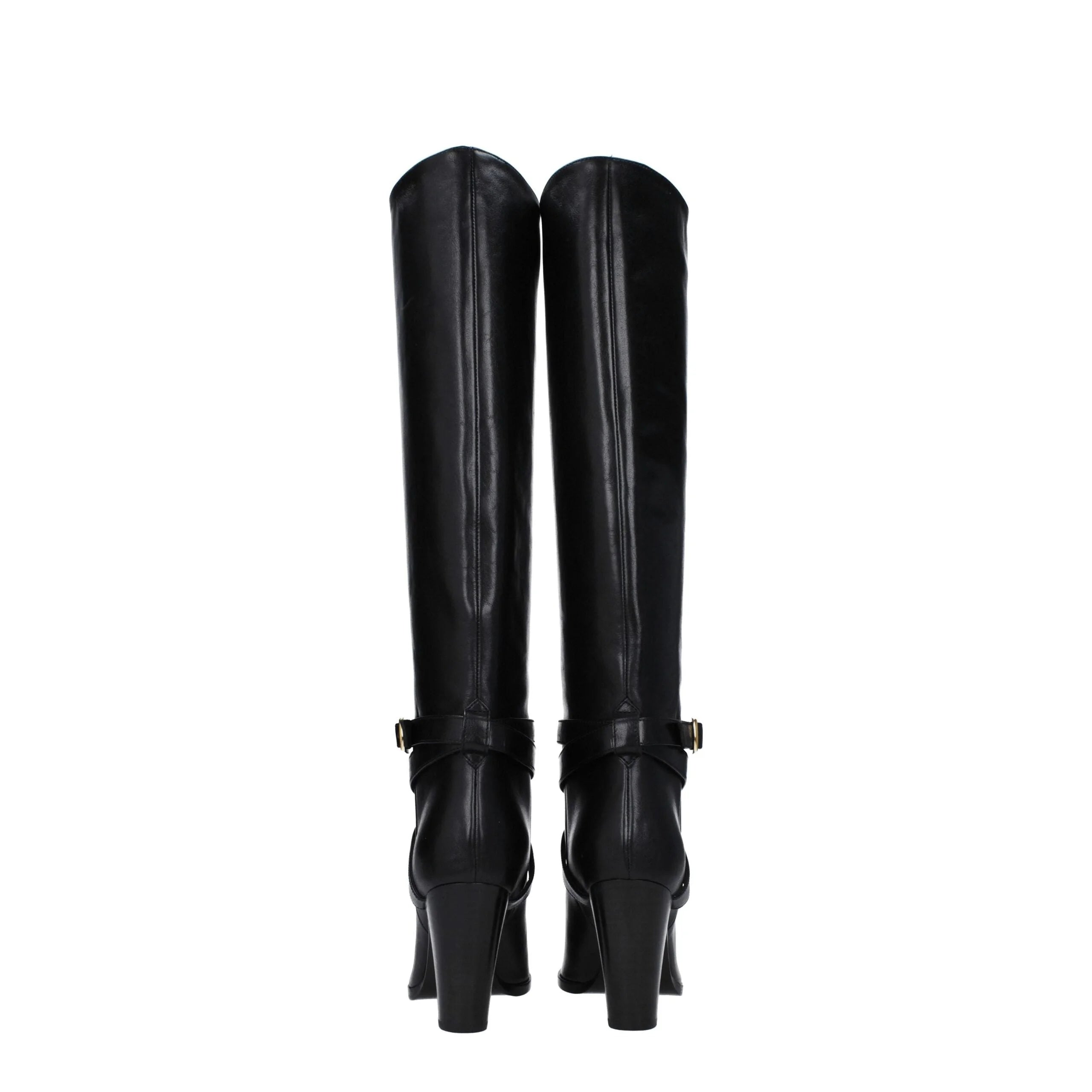 Bottines à talons hauts en cuir noir Celine