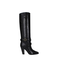 Bottines à talons hauts en cuir noir Celine