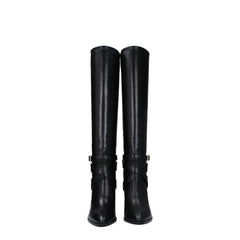 Bottines à talons hauts en cuir noir Celine