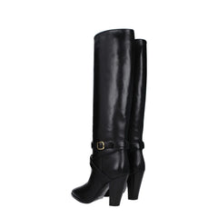 Bottines à talons hauts en cuir noir Celine