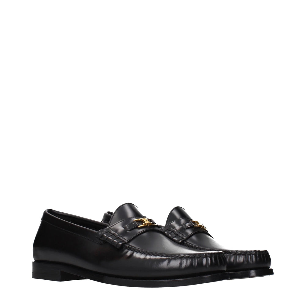 Celine Black Leather Slip-On Loafers - EU41.5/US8.5