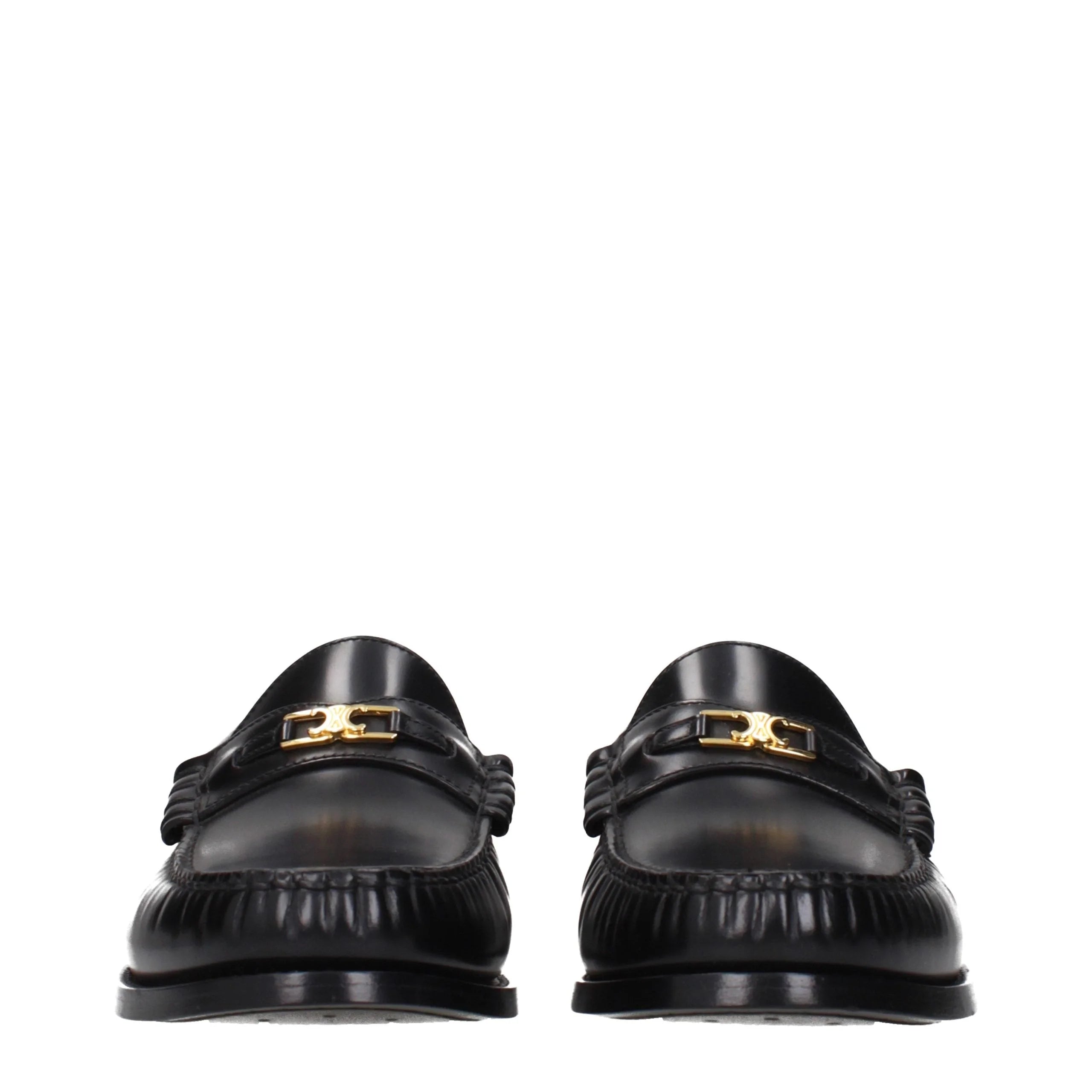 Celine Black Leather Slip-On Loafers - EU41.5/US8.5