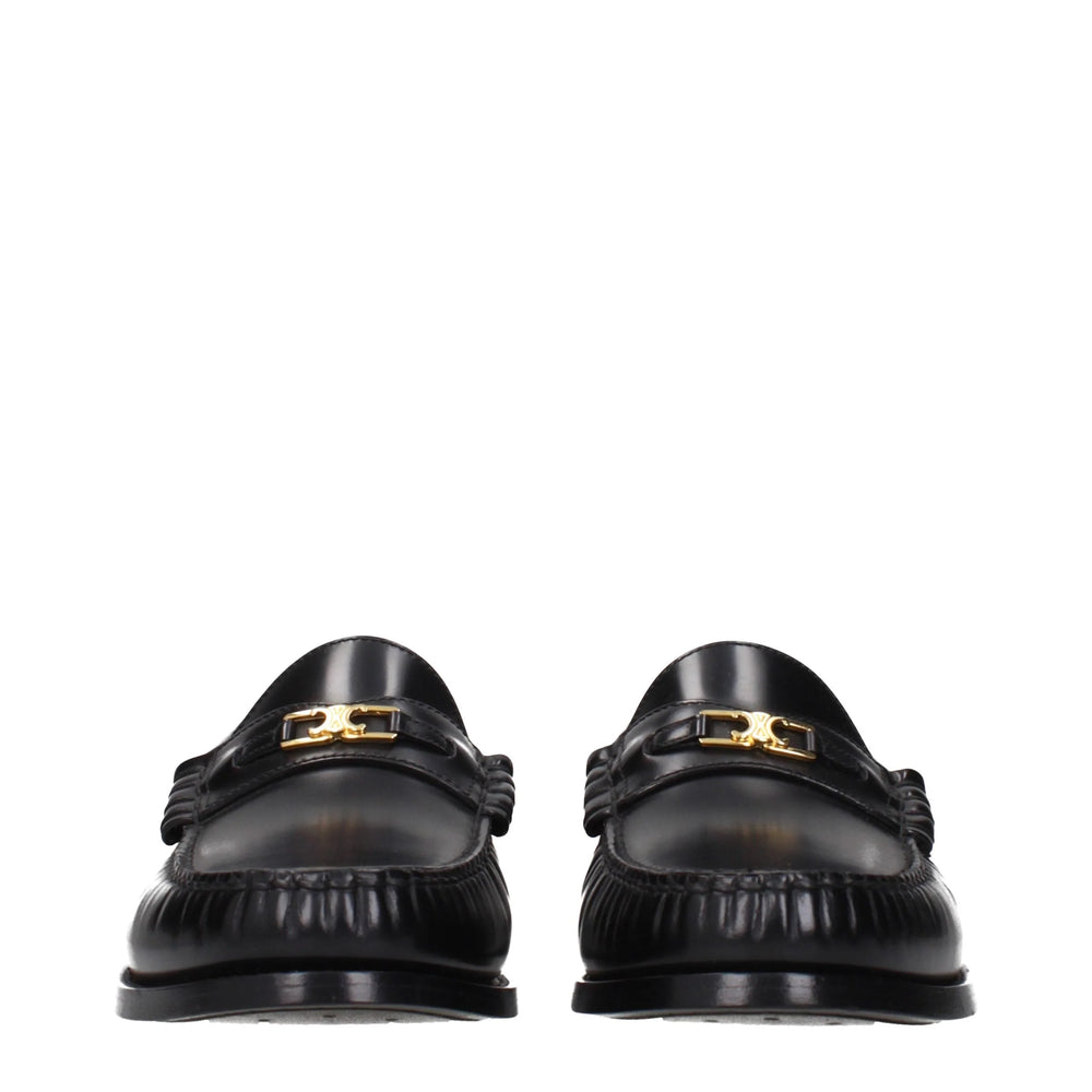 Celine Black Leather Slip-On Loafers - EU41.5/US8.5