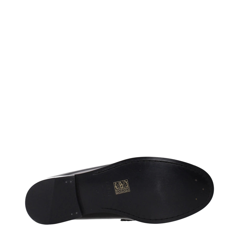 Celine Black Leather Slip-On Loafers - EU41.5/US8.5