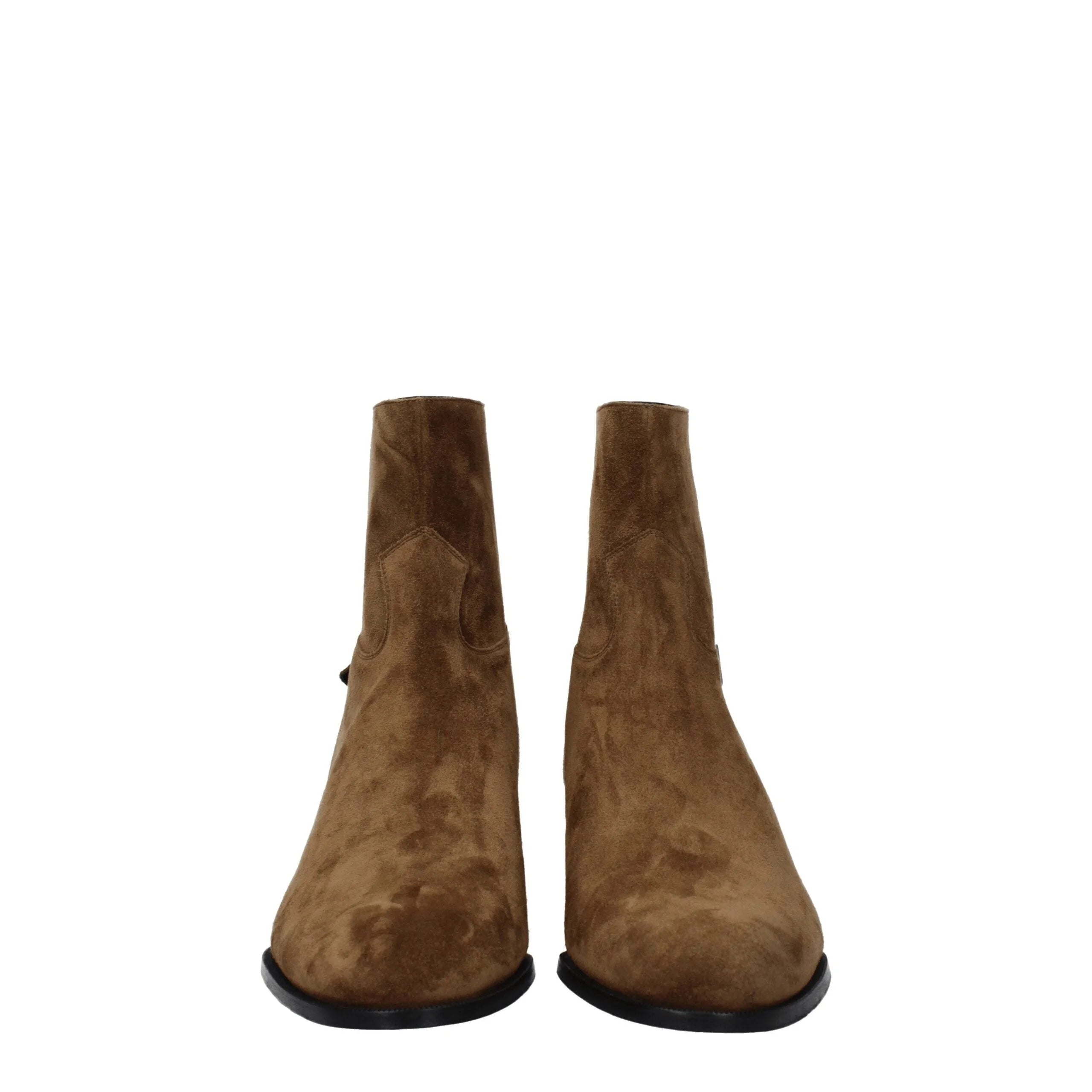 Bottines Chelsea en cuir marron Céline